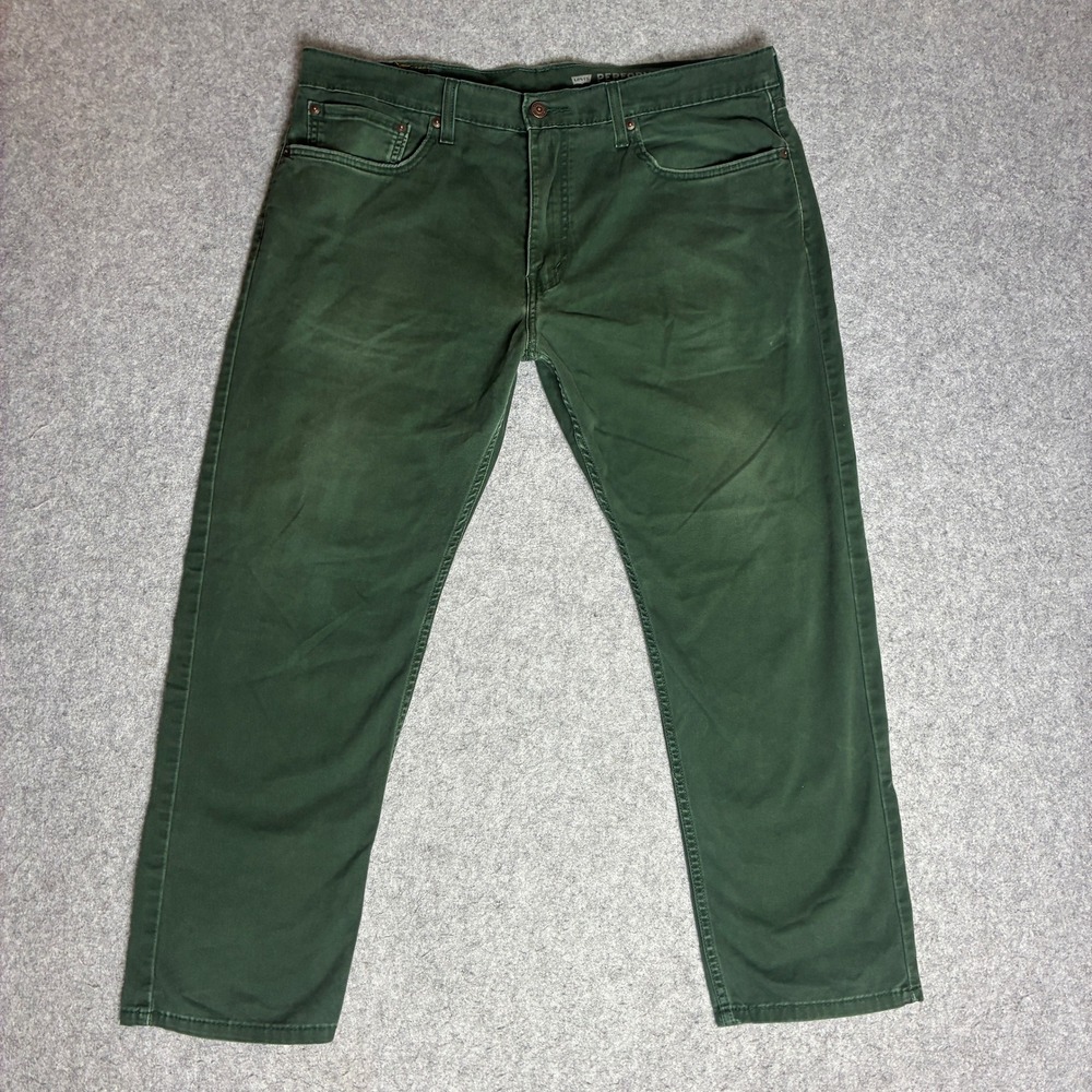 Levis 502 Regular Taper Mens 40x27 Green Excellent Performance Stretch Chinos